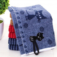 Ręcznik z kotem - niebieski