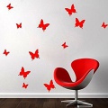3D motyle na ścianę - czerwone