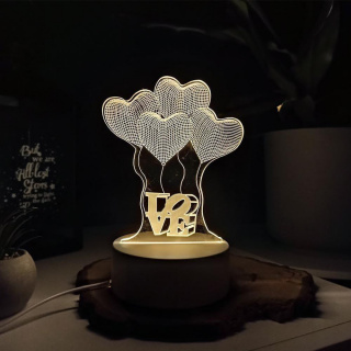 Dekoracyjna lampa 3D - serca