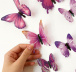 Zestaw świecących motyli na ścianie - fioletowy